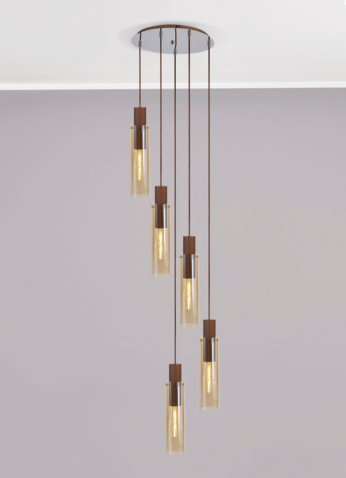 Brooks Slim Round Pendant 5 Light